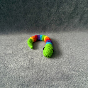 Silas the Snake – Handmade Rainbow Crochet Toy | CE Tested & Customisable