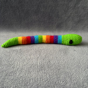 Silas the Snake – Handmade Rainbow Crochet Toy | CE Tested & Customisable